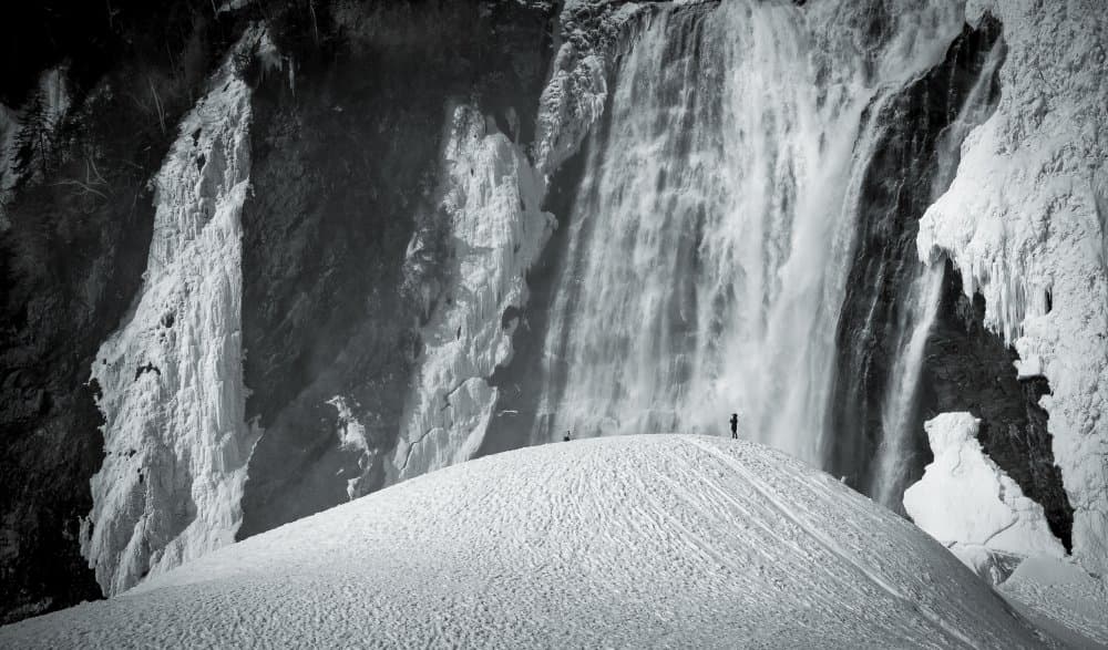 Majestic Winter Waterfall by Miroslaw Prybinski — canvas wall art