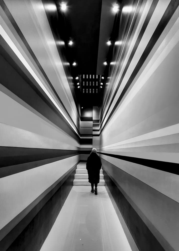 Geometric Hallway Journey by Frank Bruynseraede — canvas wall art