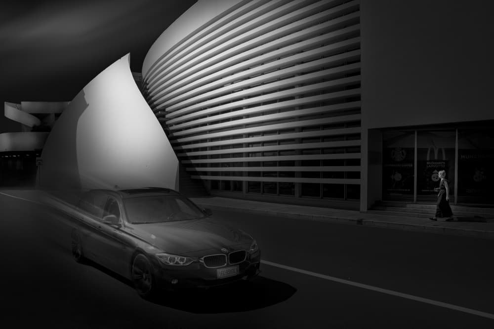 Sleek Car City Night by Sonya Liu — canvas wall art