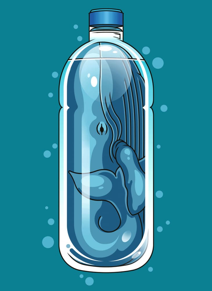 Whale In Plastic Bottle by Adam Lawless — canvas wall art