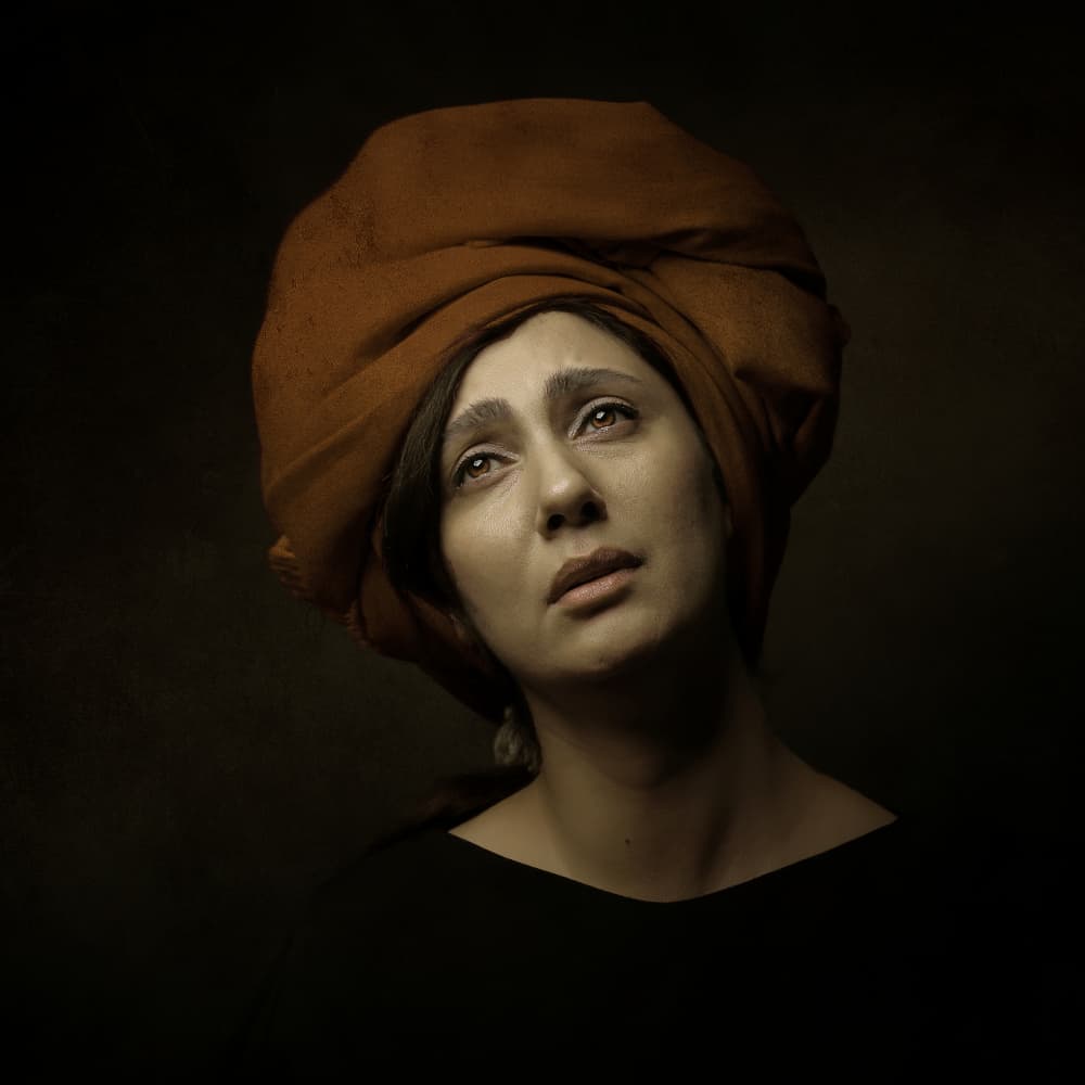 Pensive Woman Portrait by Moein Hasheminasab — canvas wall art