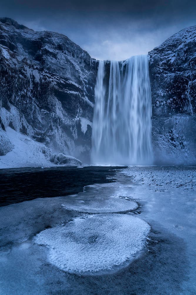Winter Waterfall Majesty by Jingshu Zhu — canvas wall art