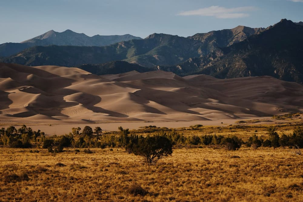 Golden Dunes and Mountains by Del Mundo Imagery — canvas wall art