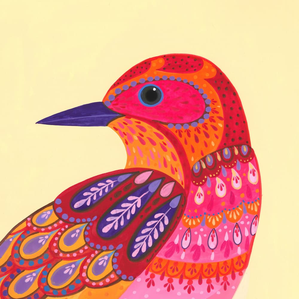 Patterned Orange Bird by Isabelle Brent — canvas wall art