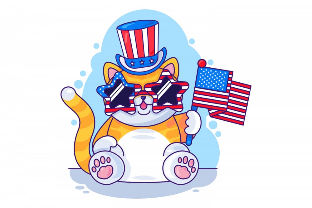 Cute Patriotic Cat by Marika Barsrsind β canvas wall art