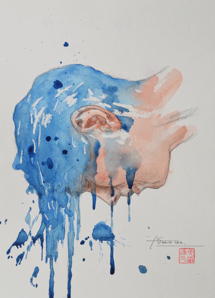Dissolving Blue Face by Hongtao Huang — canvas wall art