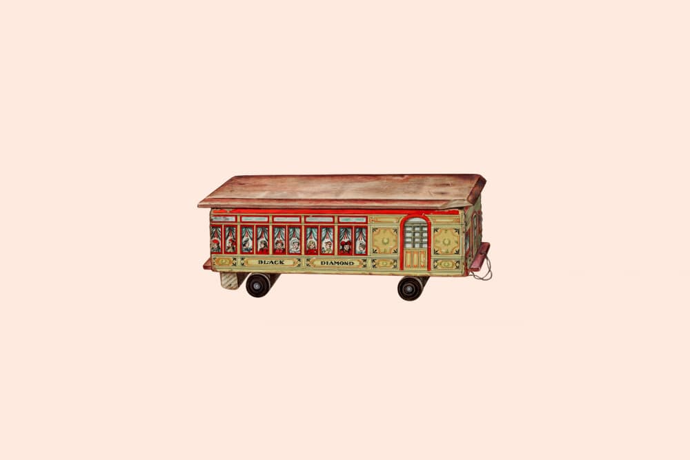Vintage Streetcar Toy by Wild Violets — canvas wall art