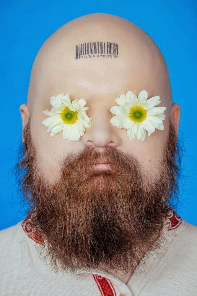 Flower Eyed Barcode Man by Photographer — canvas wall art
