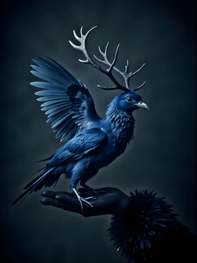 Enchanted Antler Bird by Josie George — canvas wall art
