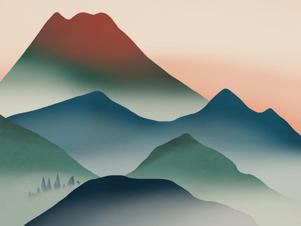 Misty Mountain Layers by Little Dean — canvas wall art