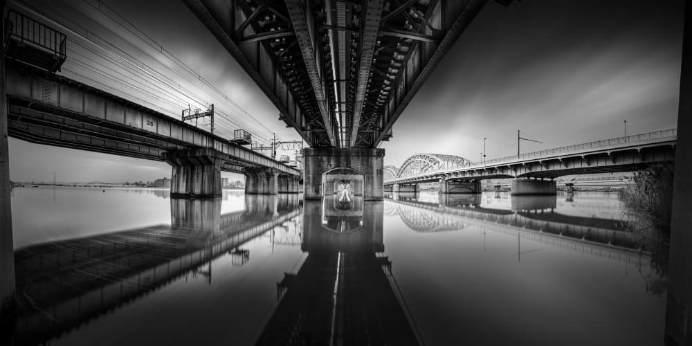 Modern Bridges Reflection by Yoshihiko Wada — canvas wall art