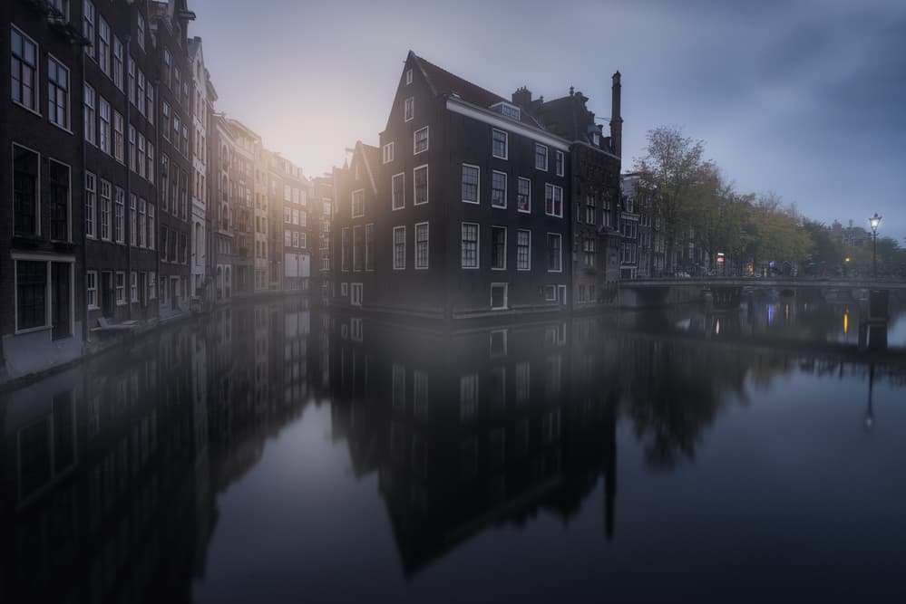 Misty Canal Morning by Carlos F. Turienzo — canvas wall art