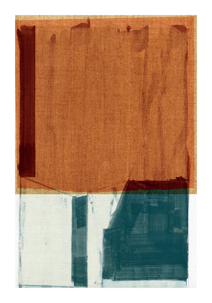Rust Teal Abstract Blocks by cartissi — canvas wall art