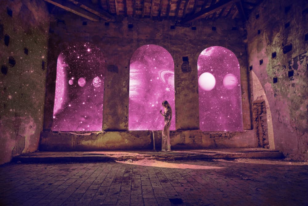 Space Portal Woman by Emiliano Deificus — canvas wall art
