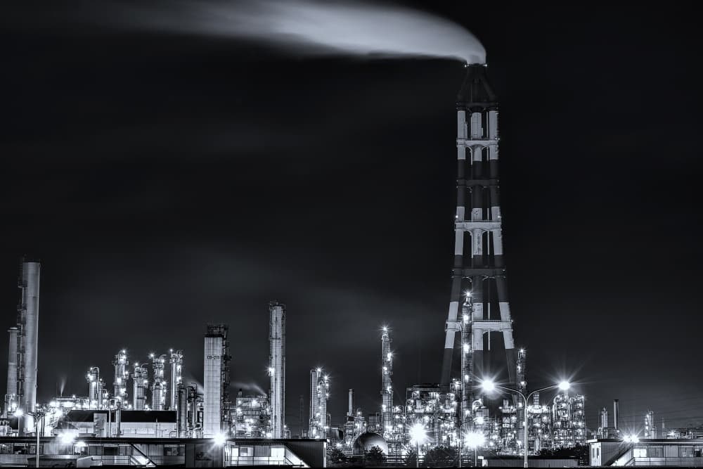 Smoking Industrial Tower by Tomoshi Hara — canvas wall art