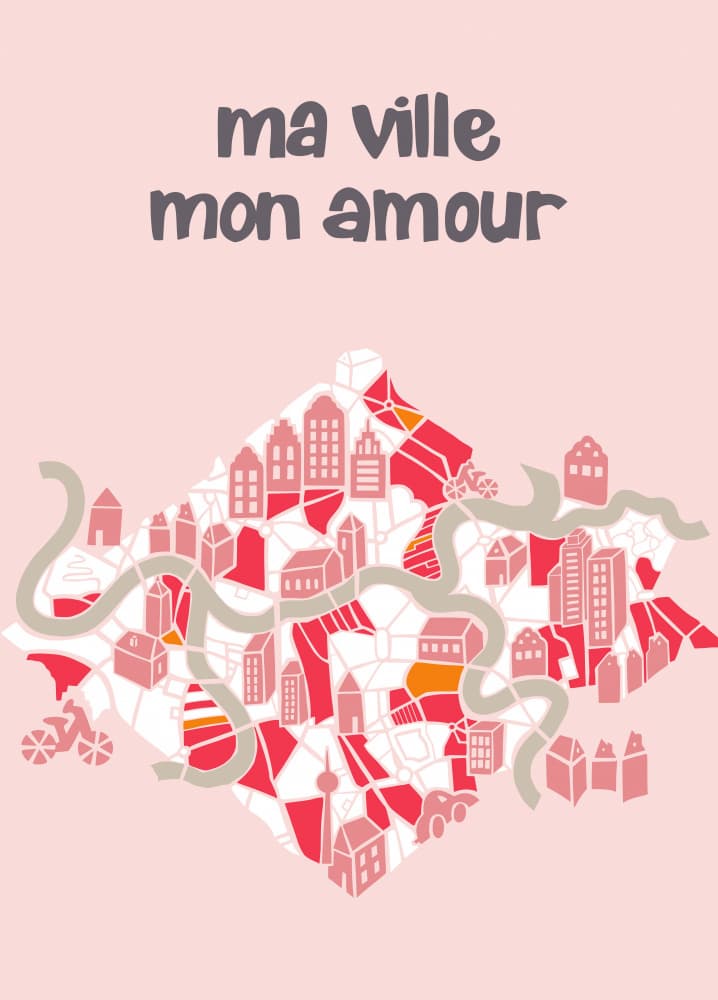 My City Love Map by Annick — canvas wall art