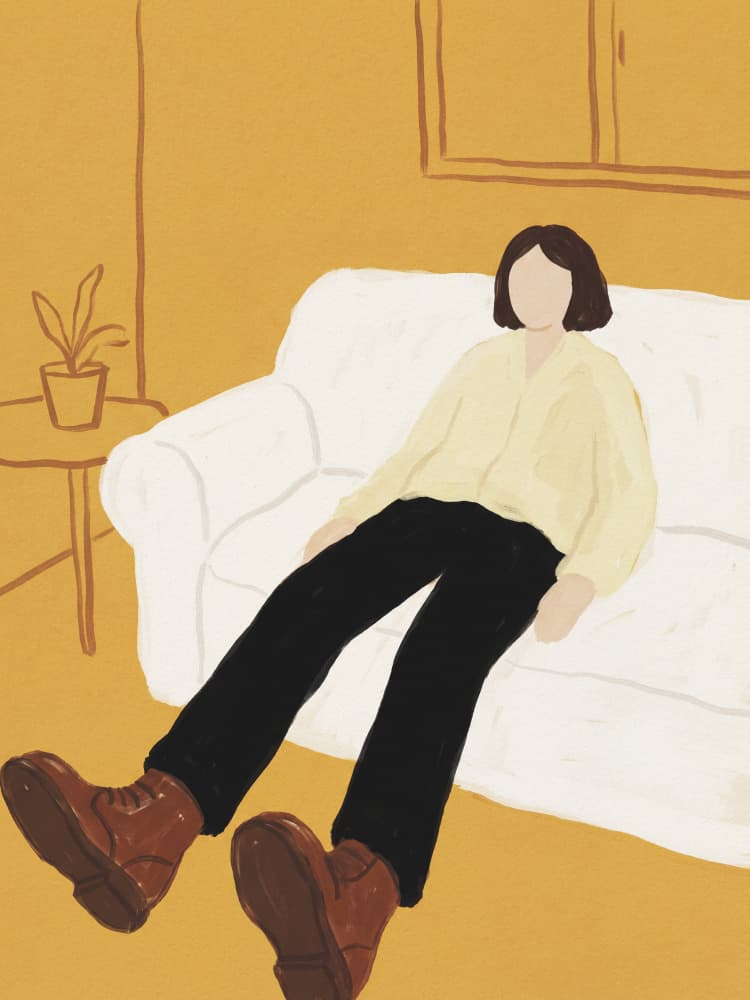 Relaxed Person In Yellow Room by Andreas Magnusson — canvas wall art