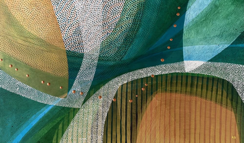 Green Gold Abstract Flow by SAN STARLING — canvas wall art