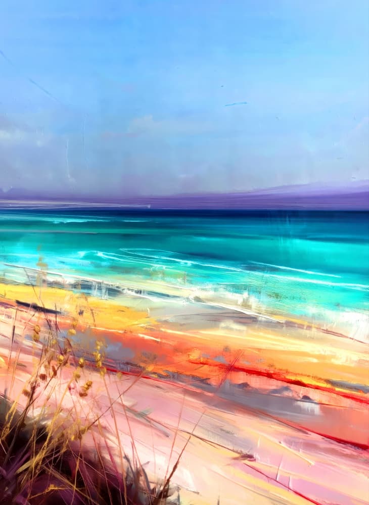 Colorful Beach Abstract by Justyna Jaszke — canvas wall art