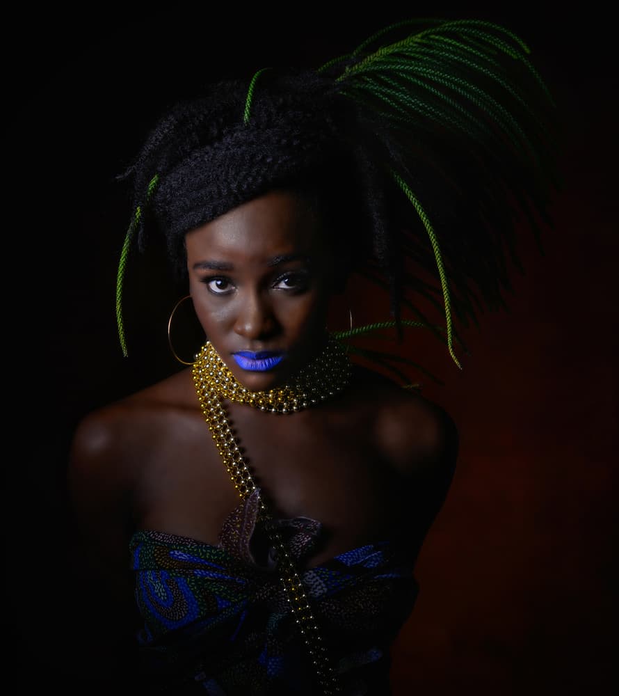 Striking Woman Blue Lips by Derek Galon MA FRPS FOPS — canvas wall art