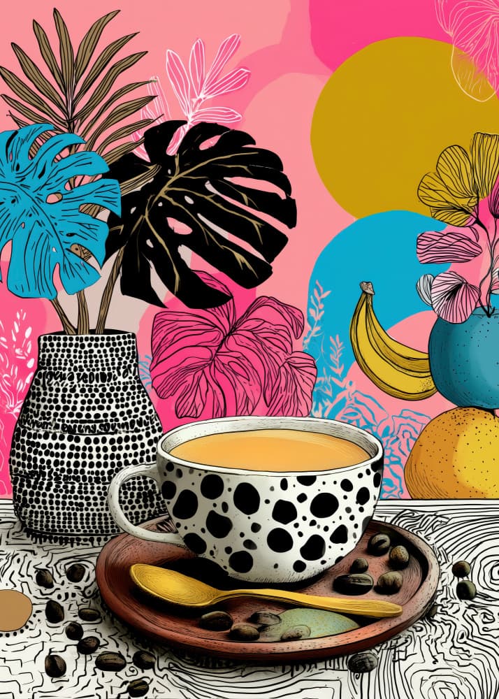 Vibrant Tropical Coffee by Justyna Jaszke — canvas wall art