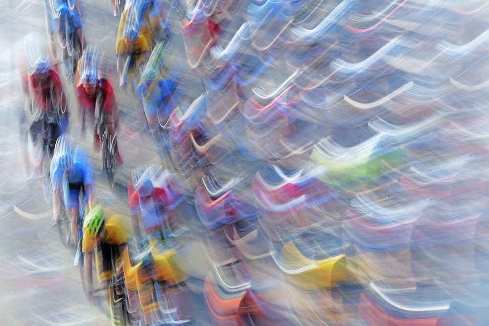 Abstract Cycling Race by Lou Urlings — canvas wall art