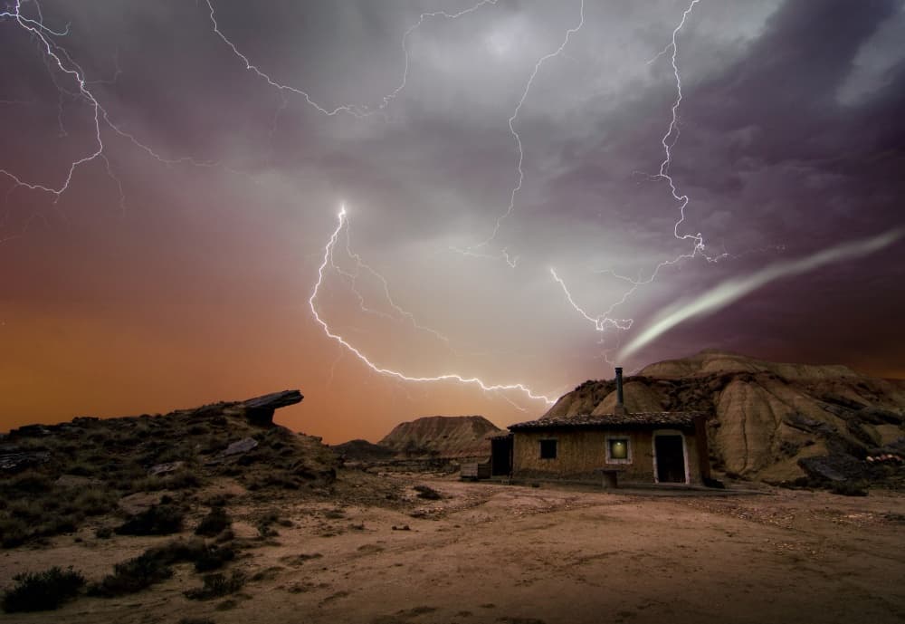 Dramatic Desert Lightning by INIGO CIA — canvas wall art