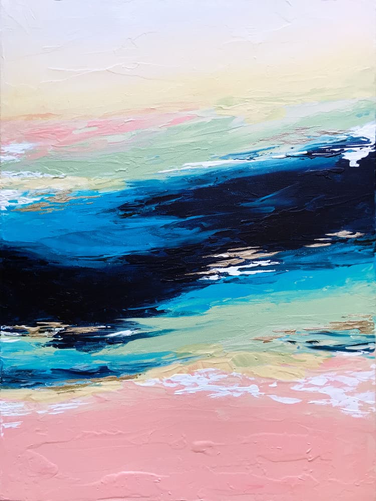 Dynamic Blue Pink Abstract by Alyson Storms — canvas wall art