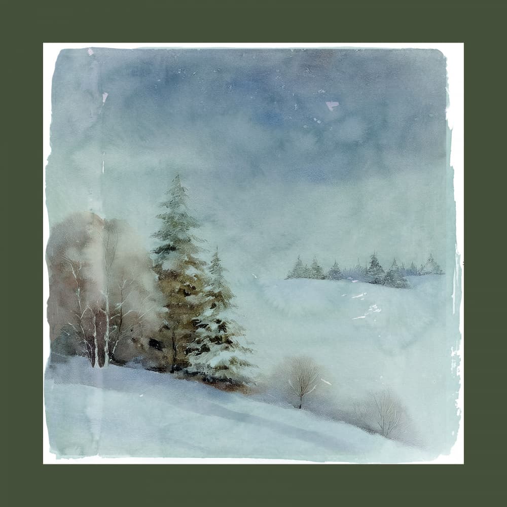 Watercolor Winter Landscape by casa cartissi — canvas wall art