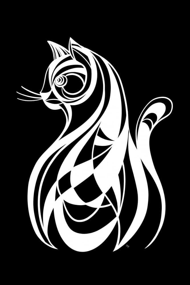 Elegant Feline Lines by Martina — canvas wall art