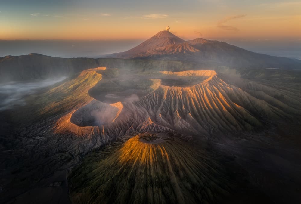 Golden Volcano Sunrise by Yuan Su — canvas wall art