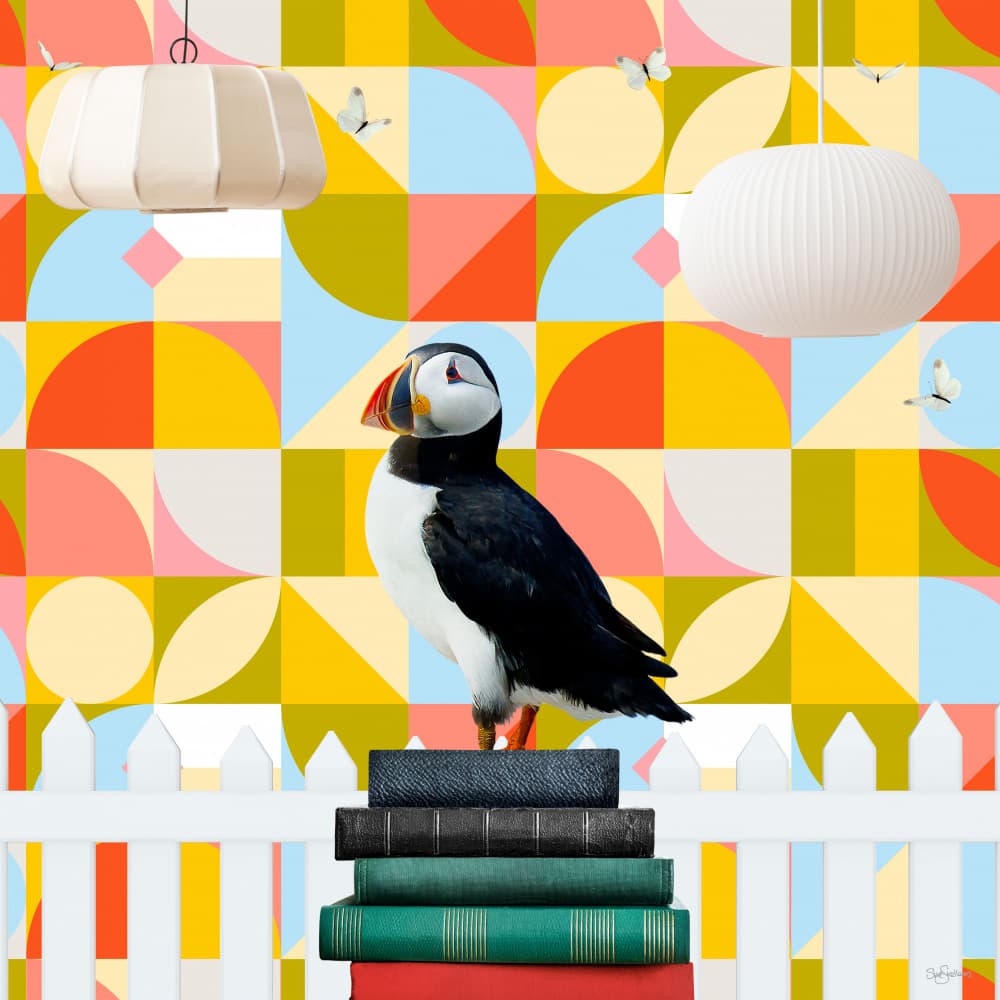 Puffin On Stacked Books by Sue Skellern — canvas wall art