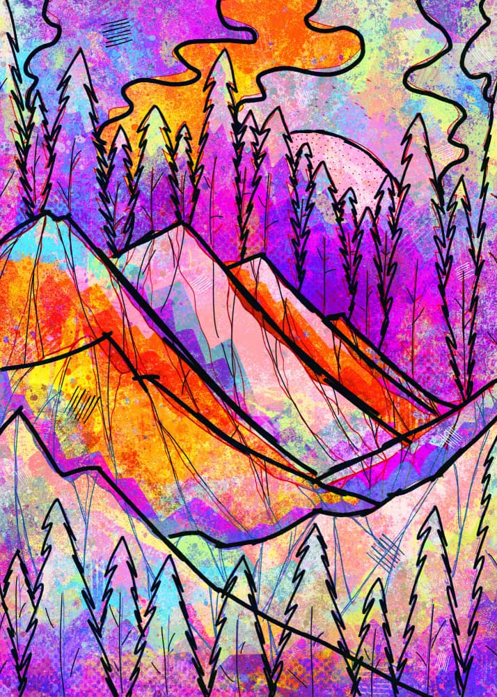 Colorful Abstract Mountains by Stephen Wade — canvas wall art