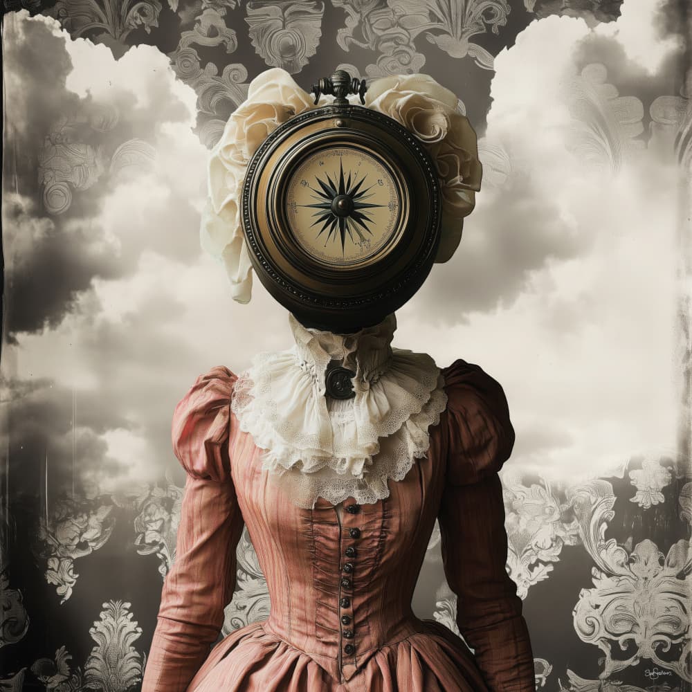 Victorian Compass Woman by Sue Skellern — canvas wall art