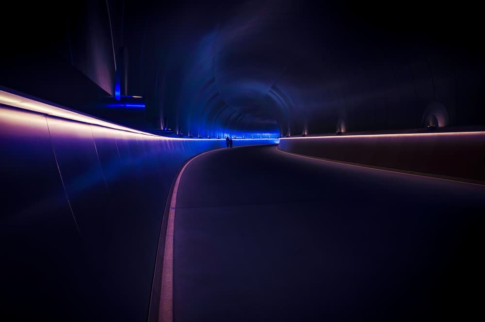 Futuristic Neon Tunnel by YUTAKA KURAHASHI — canvas wall art