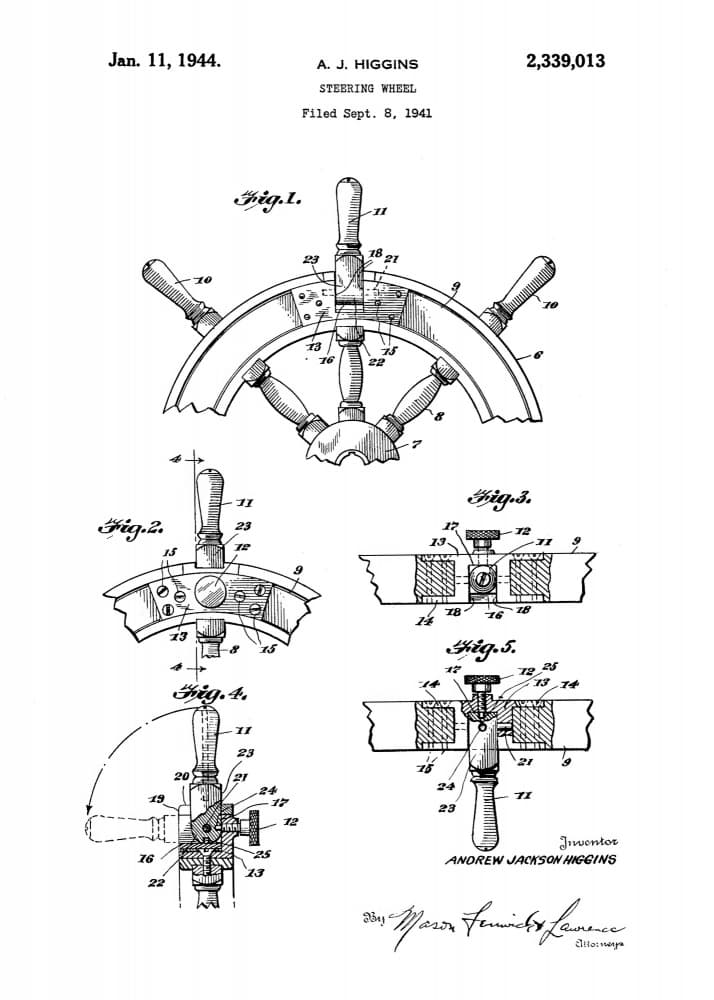 Vintage Steering Wheel Patent by Andreas Magnusson — canvas wall art