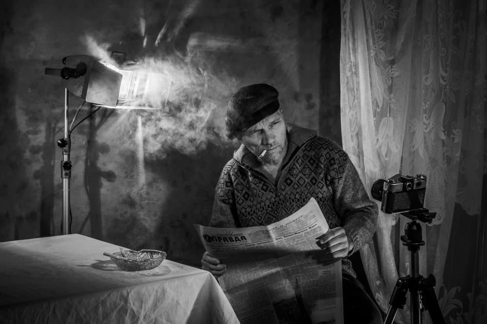 Vintage Man Reading by Viktor Cherkasov — canvas wall art
