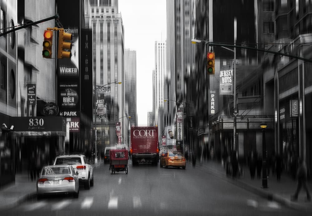 Bustling City Street by Wim Schuurmans — canvas wall art