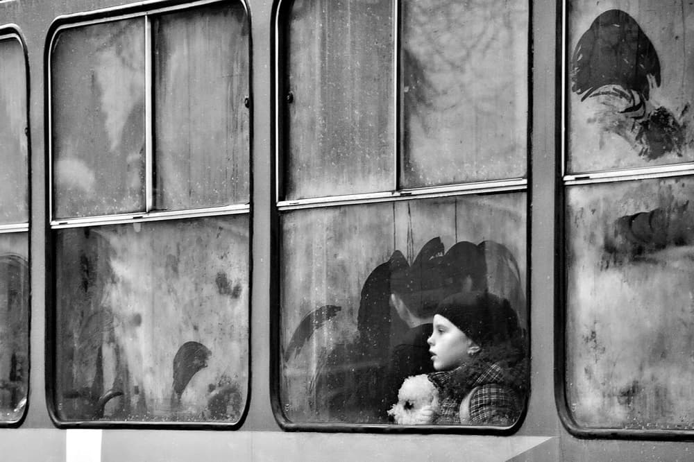 Pensive Girl Train Window by Nicoleta Gabor — canvas wall art