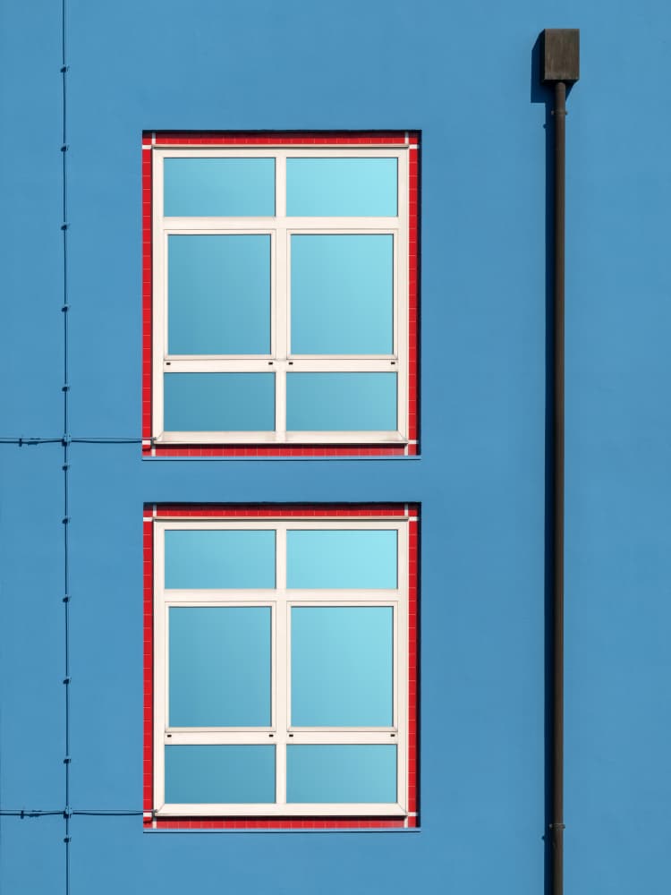 Geometric Blue Windows by Andrea Comari — canvas wall art