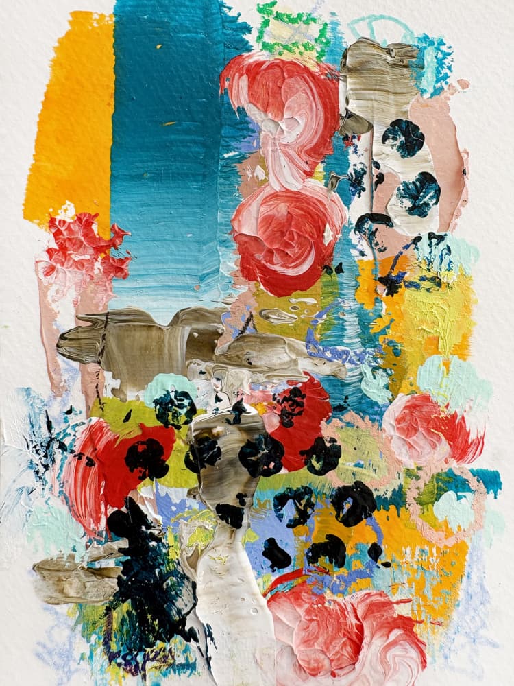 Colorful Abstract Blooms by Irene Chua — canvas wall art