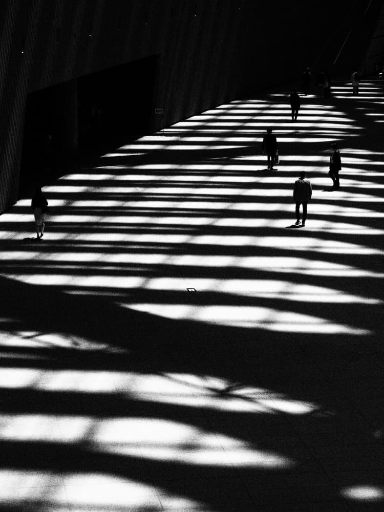 People in Striped Shadows by IKUMI FUKAZAWA — canvas wall art