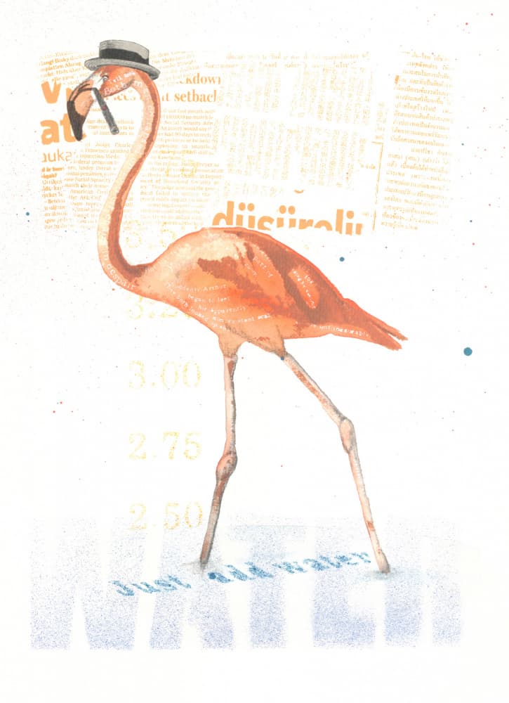 Smoking Pink Flamingo by Pia Lilenthal — canvas wall art