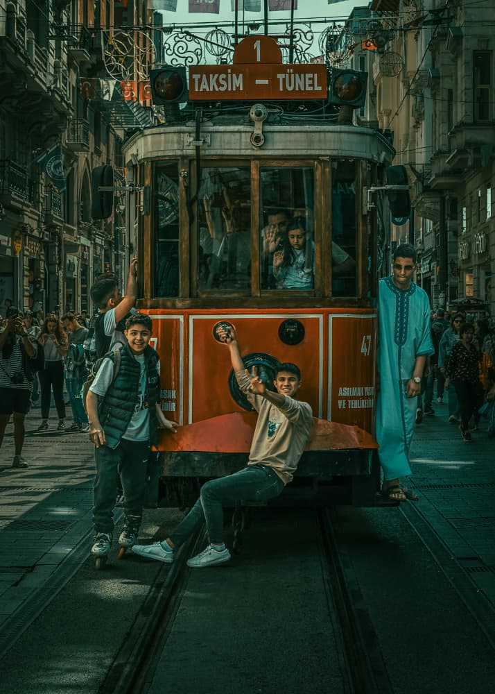 Lively Istanbul Tram by Irene Wu — canvas wall art