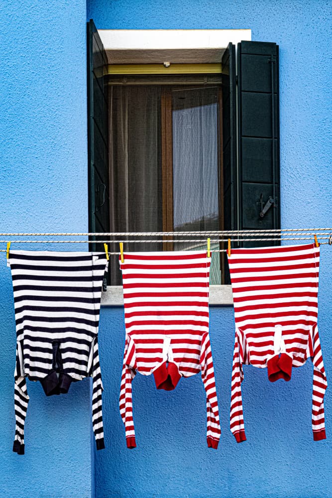 Colorful Striped Laundry by Linda Wride — canvas wall art