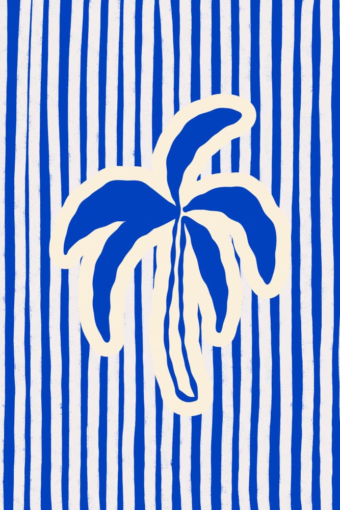 Blue Striped Banana by Treechild — canvas wall art