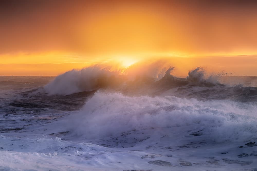 Crashing Ocean Sunset by Paolo Bolla — canvas wall art