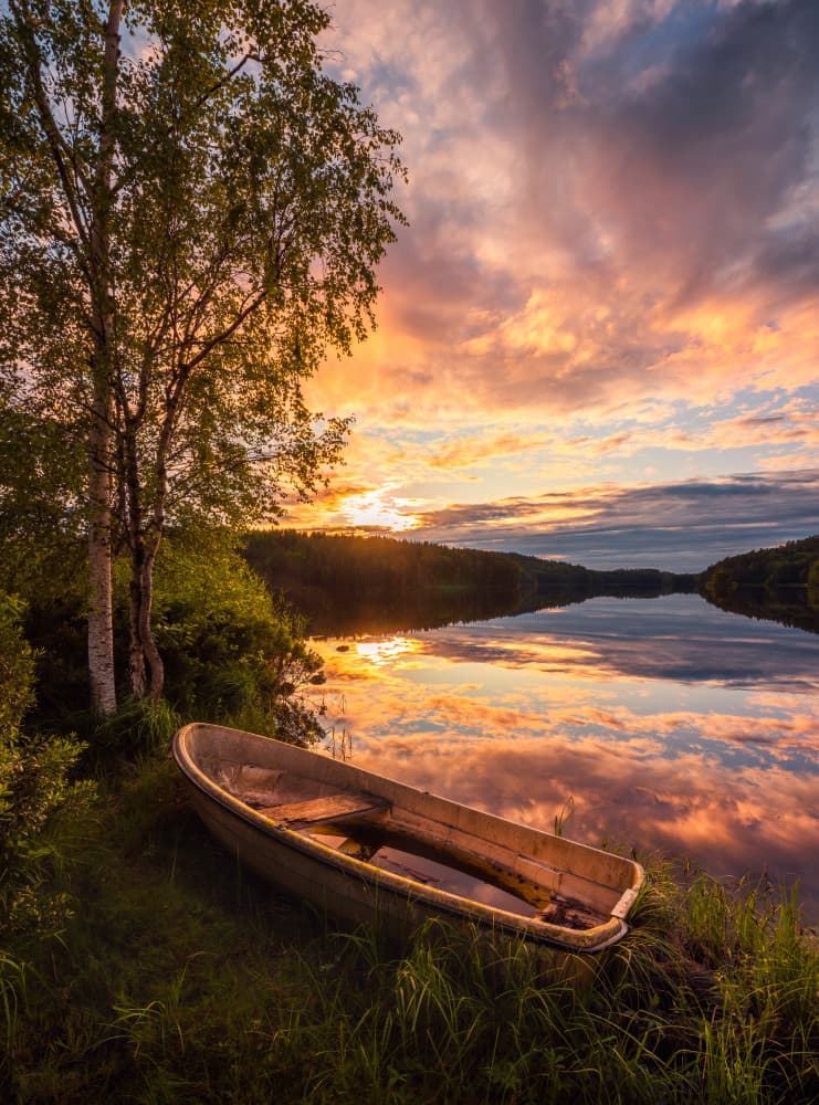 Peaceful Lake Sunset by Christian Lindsten — canvas wall art