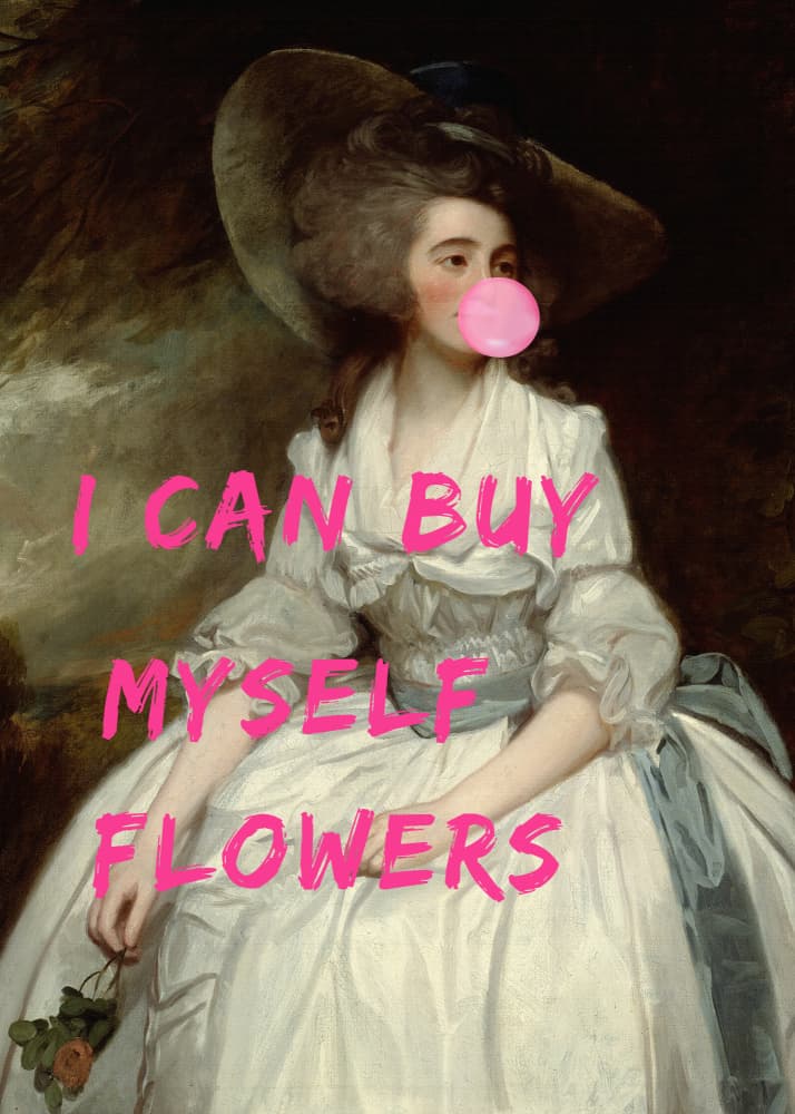 Pink Bubble Gum Portrait by The Art Concept — canvas wall art