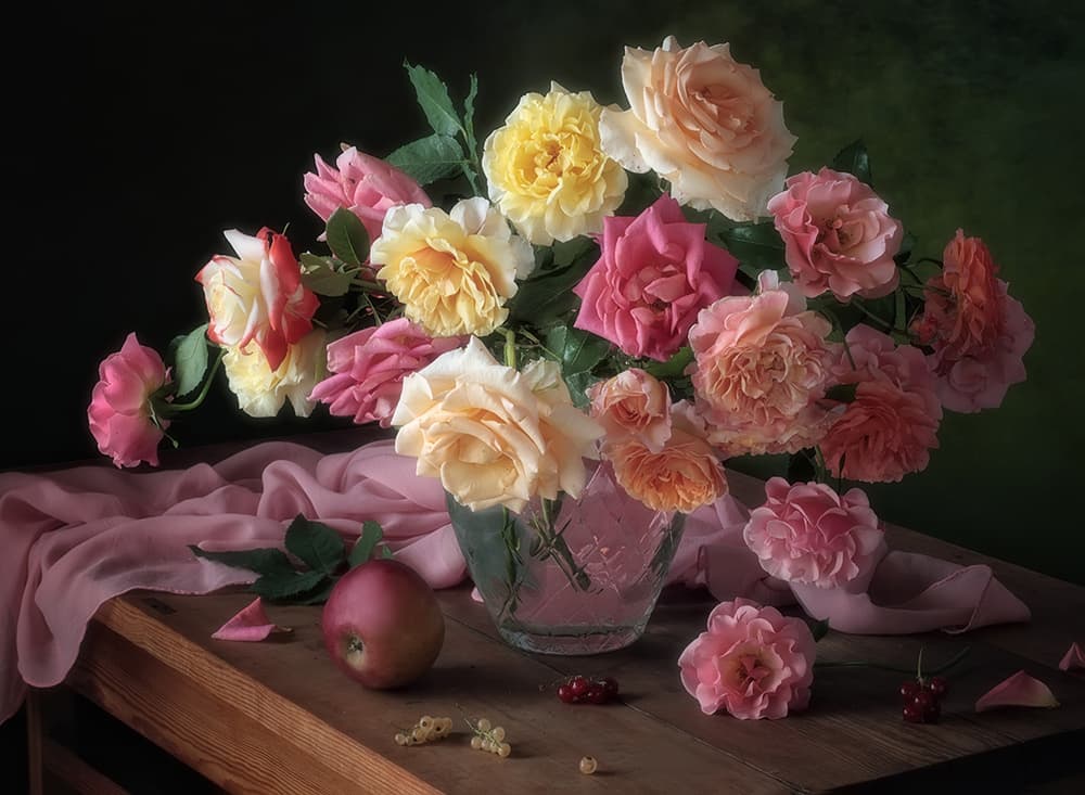 Romantic Rose Bouquet by Tatyana Skorokhod — canvas wall art